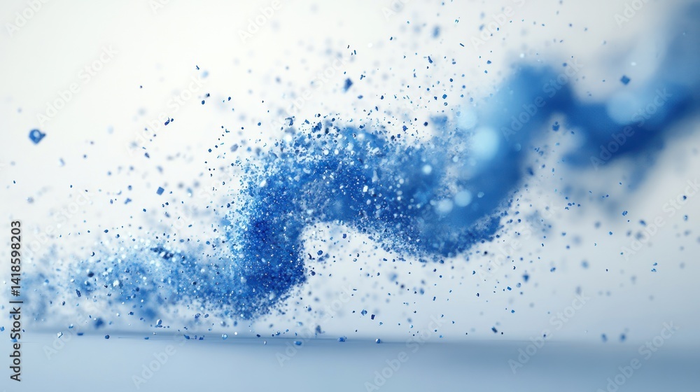 Poster an abstract image showcasing splashes of blue water, creating a dynamic visual that represents movem