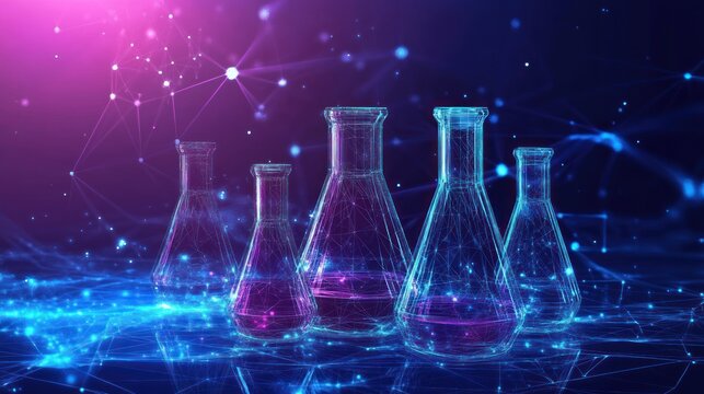 Abstract representation of chemical experiments and scientific research concept