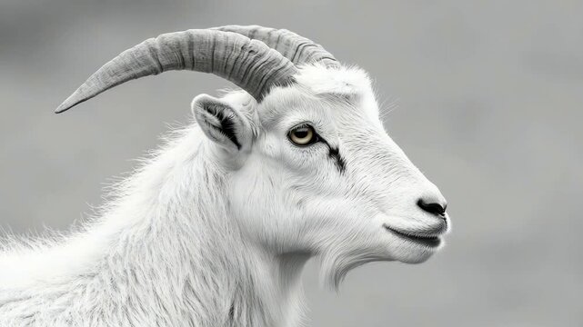 Majestic goat observing horizon: closeup profile sequence in natural habitat