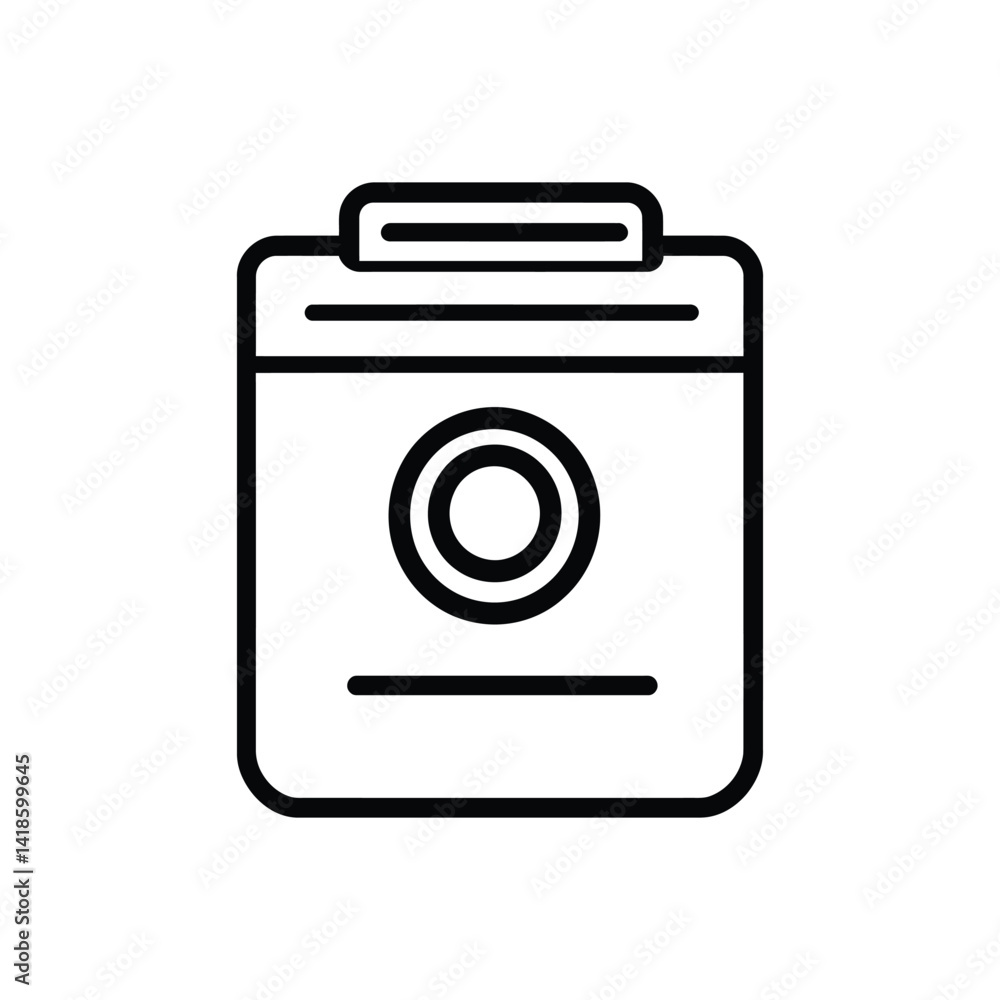 Poster laundry detergent container icon with circle symbol on transparent background