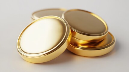 Gold coins stacked, studio shot, white background, wealth concept