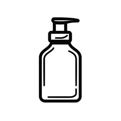 Fototapeta premium Minimalist Dispenser Bottle Icon with Pump Outline on Transparent Background