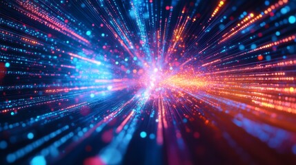 Obraz premium Colorful Light Rays in Abstract Digital Background for Technology