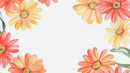 Fototapeta premium Elegant wedding invitation card background . Minimal hand painted watercolor Gerbera flowers texture template background. Design for wedding, vip cover, poster, rsvp moderncard.Valentine's Day