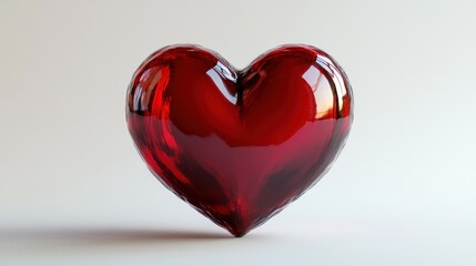 Glass Red Heart, Studio Shot, White Background, Valentine's Day