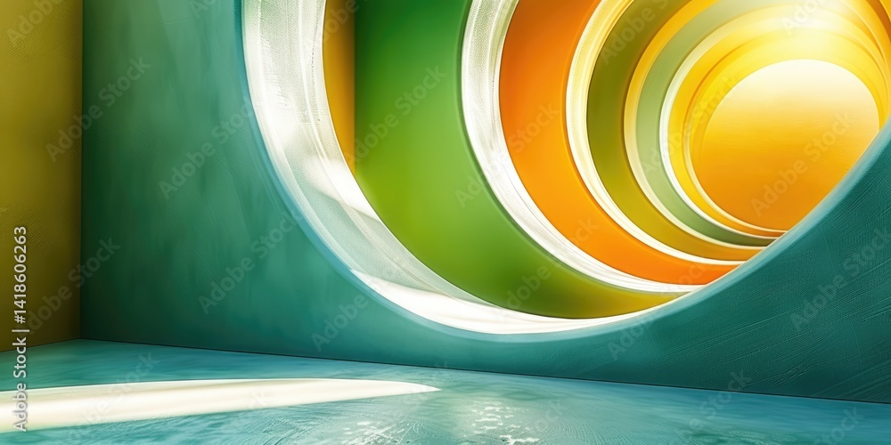 Poster abstract flowing fabric like waves in green and yellow tones. modern background design for art and p