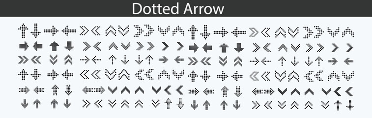 Arrows dots. dot arrow vector set. points arrow collection of direction arrows. isolated icon.