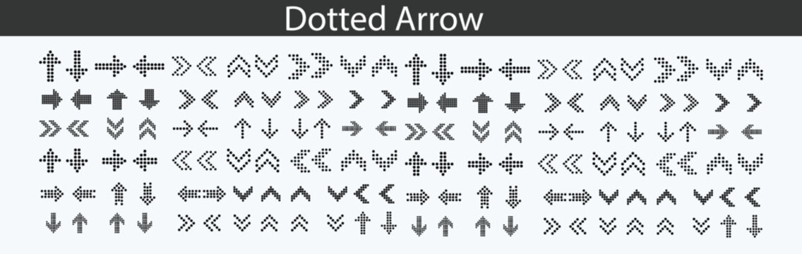 Arrows dots. dot arrow vector set. points arrow collection of direction arrows. isolated icon.