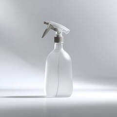 Frosted Plastic Spray Bottle on White Backdrop