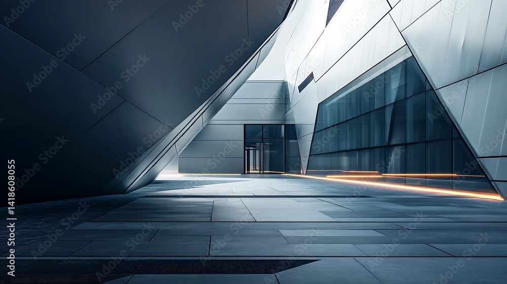 Aufkleber modern architecture with geometric design and leading lines