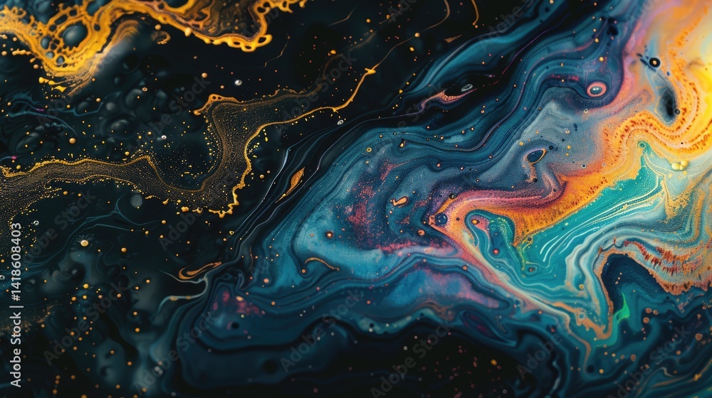 Poster abstract fluid art with vibrant colors and swirling patterns. abstract artwork of vibrant color or m