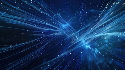 Obraz premium Abstract picture micro light sparkling particle represent data flow vivid flowing wave with high tech background, create digital effect scene perfect for energetic and fantasy wallpaper design. AIG53.