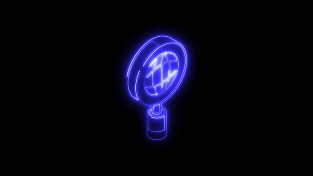 Glowing neon browser icon 4k  isolated on black background. HD Video motion graphic animation