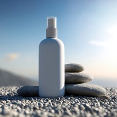 Serene Beauty: Product Mockup on Coastal Stones