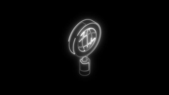 Glowing neon browser icon 4k  isolated on black background. HD Video motion graphic animation