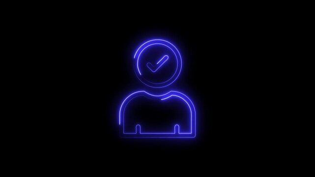 Glowing neon candidate icon 4k  isolated on black background. HD Video motion graphic animation