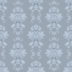 Seamless classic damask pattern in Gray tones - vector illustration for luxury textile design.
