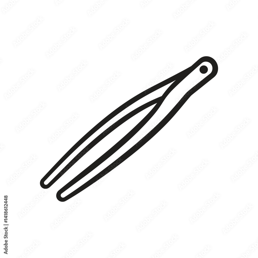 Poster outline tweezers tool design isolated on transparent background