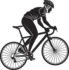 Naklejka premium Cyclist Silhouette on Road Bike, silhouette of a cyclist, on white background