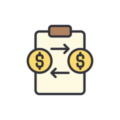 Bank transfer report colored icons, minimalist vector illustration ,simple transparent graphic element .Isolated on white background
