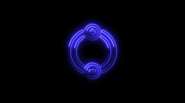 Glowing neon charges icon 4k  isolated on black background. HD Video motion graphic animation