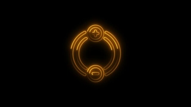 Glowing neon charges icon 4k  isolated on black background. HD Video motion graphic animation