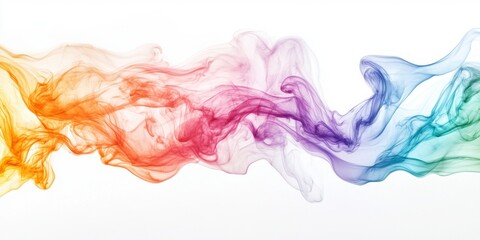 Fototapeta premium Colorful Smoke Waves in Gradient Flowing Fashion on White Background