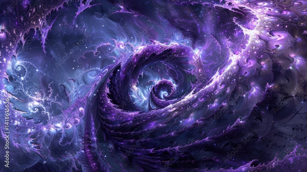Poster abstract picture wonderful purple wave in nebula style design connect and flow express energy dynami
