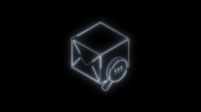 Glowing neon checking icon 4k  isolated on black background. HD Video motion graphic animation