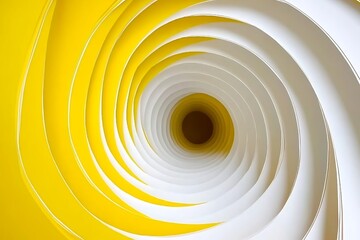Abstract tunnel formed by layers in gradient yellow and white shades