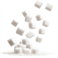 Floating Sugar Cubes on White Background for Culinary Inspiration