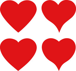 Set of red hearts, Red Heart Shapes on White Background
