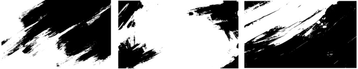 Bold Grunge Brush Stroke Texture Set, Abstract Black Paint Splatter Ink Smears