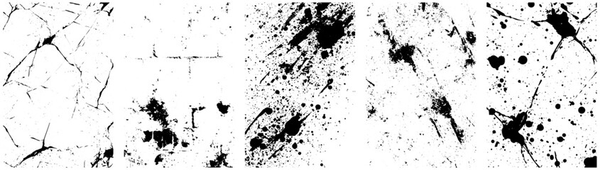 Fototapeta premium Cracked and Splattered Grunge Textures, High Contrast Black and White Overlays