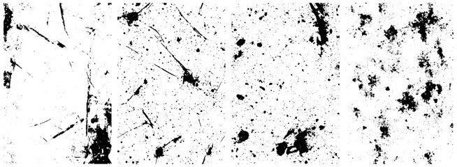 Distressed Ink Splatter and Grunge Crack Texture Set, High-Contrast Urban Decay Overlays