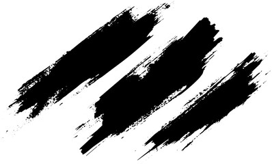 Dry Brush Stroke Set, Grunge Black Ink Textures for Artistic Design