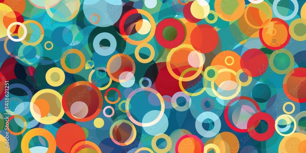 Poster colorful abstract concentric circles forming a dynamic pattern. digital artwork of vibrant color cir