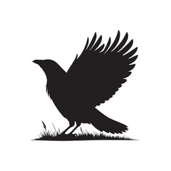 Silhouette of a Flying Bird with Spread Wings