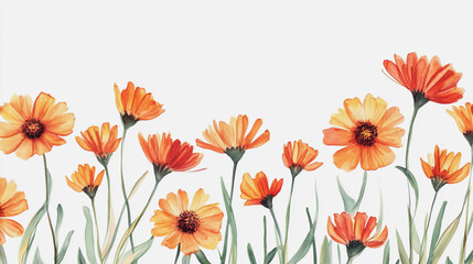 Elegant wedding invitation card background . Minimal hand painted watercolor Gerbera flowers texture template background. Design for wedding, vip cover, poster, rsvp moderncard.Valentine's Day