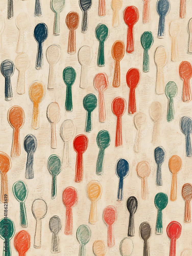 Poster colorful abstract key pattern on textured beige background