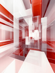 Abstract geometric shapes in red and white colors  
