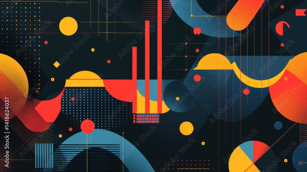 Poster abstract geometric image with colorful shapes and a vibrant color. abstract image of geometric shape