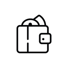 Financial Security Wallet with Coins Icon  Line Art Illustration for Finance, Banking, and Business Concepts