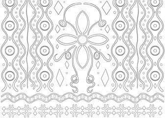 Unique hand-drawn fabric pattern sketch with intricate details, perfect for textile designs, fashion, or decorative projects.	