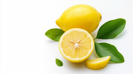 Lemon fruit with slice isolated on white background. Ai Generated Images