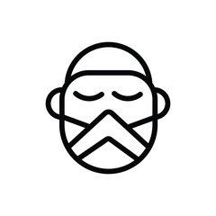 Simple Line Art Icon Peaceful Man Wearing a Face Mask  Health, Safety, and Wellbeing Symbol