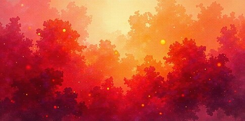 Fototapeta premium Intense, vibrant hues of red and orange form a dramatic watercolor background , glowing, artistic, background