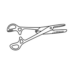 Line Art of Bone Clamp Drawing - Orthopedic Surgical Tool