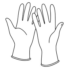 Obraz premium Line Art of Medical Gloves Drawing - Protective Healthcare Essential