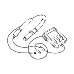 Line Art of Minimalist Holter Monitor Line Drawing - Cardiac Recording Device